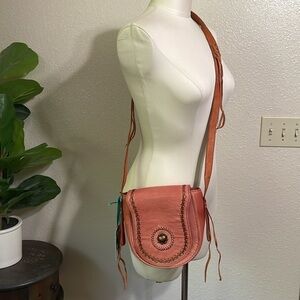 Montana West Concho collection, Crossbody, braided leather & stitched bag